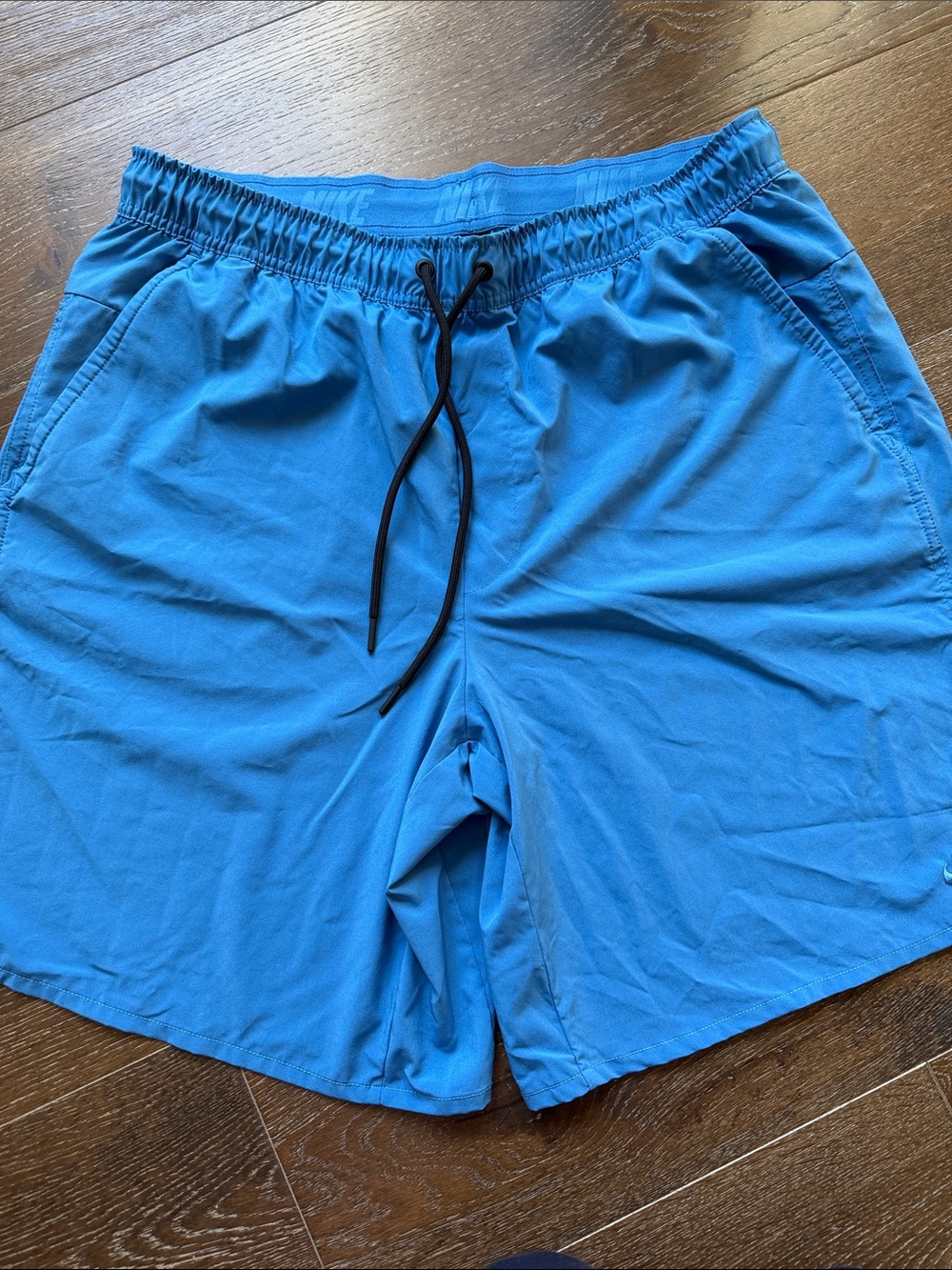 Nike Blue Athletic Swim Shorts with Embroidered Swoosh